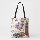 Naadloze Londense  achtergrond met retrocar, Tote Bag (Voorkant)
