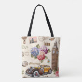 Naadloze Londense  achtergrond met retrocar, Tote Bag (Achterkant)