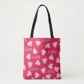 Naadloze LOVE Valentijnsdag roze rood wit kras Tote Bag (Voorkant)