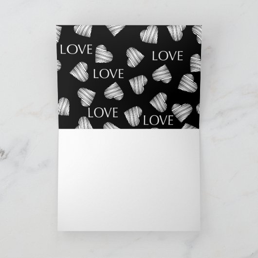 Naadloze LOVE Valentijnsdag zwarte donkerwitte scr Feestdagen Kaart (Binnen)