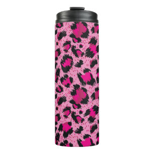 Naadloze luxe roze luipaard patroon. thermosbeker