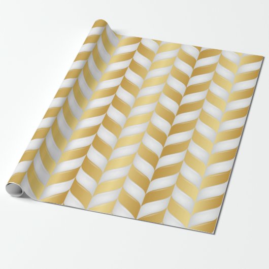 Naadloze Luxe White en Gold 9 Cadeaupapier (Uitgerold)