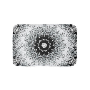 Naadloze mandala kaleidoscoop tegelplaat zwarte gr badmat