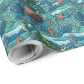 Naadloze Marine Life Pattern Wallpaper Cadeaupapier (Rol Hoek)