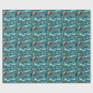 Naadloze Marine Life Pattern Wallpaper Cadeaupapier