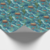 Naadloze Marine Life Pattern Wallpaper Cadeaupapier (Hoek)