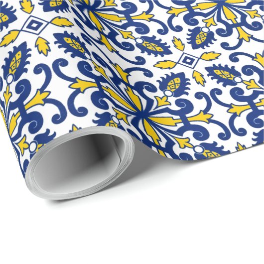 Naadloze Marokkaanse Nikea Azulejo Pattern Cadeaupapier (Rol Hoek)