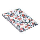 Naadloze meerval vogels, winter sneeuw takken, rij notitieboek (Rechterzijde)