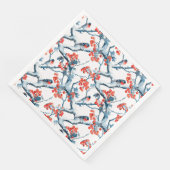 Naadloze meerval vogels, winter sneeuw takken, rij servet (Hoek)