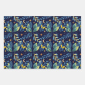 Naadloze middernacht botanische patroon inpakpapier vel (Voorkant 3)