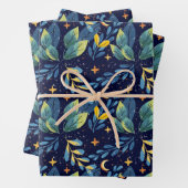 Naadloze middernacht botanische patroon inpakpapier vel (In situ)