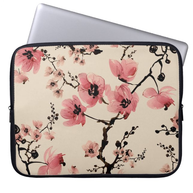Naadloze mooie afdruk van waterverf bloemen. St Laptop Sleeve (Voorkant)