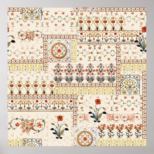 Naadloze, mooie mughale florale met een etnische a poster (Voorkant)