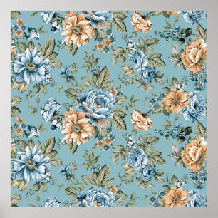 Naadloze, mooie waterverf botanische bloem met poster