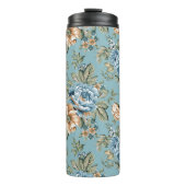 Naadloze, mooie waterverf botanische bloem met thermosbeker (Voorkant)