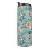 Naadloze, mooie waterverf botanische bloem met thermosbeker (Geroteerd rechts)