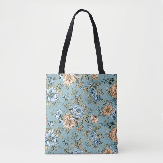 Naadloze, mooie waterverf botanische bloem met tote bag (Voorkant)