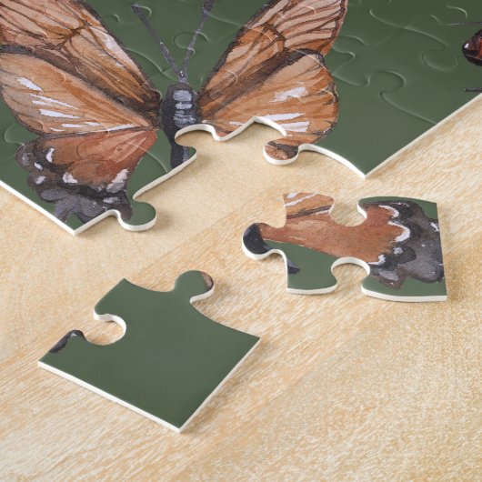 Naadloze Moth en Butterfly Natuur Print Legpuzzel (Zijkant)