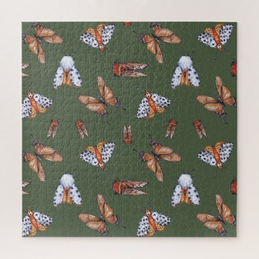 Naadloze Moth en Butterfly Natuur Print Legpuzzel (Verticaal)