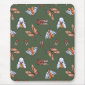 Naadloze Moth en Butterfly Natuur Print Muismat (Voorkant)
