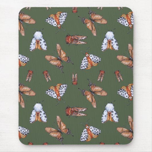 Naadloze Moth en Butterfly Natuur Print Muismat (Voorkant)