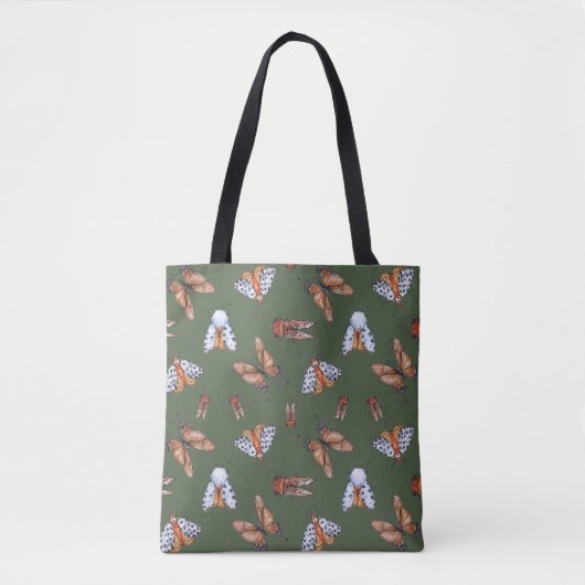 Naadloze Moth en Butterfly Natuur Print Tote Bag (Voorkant)