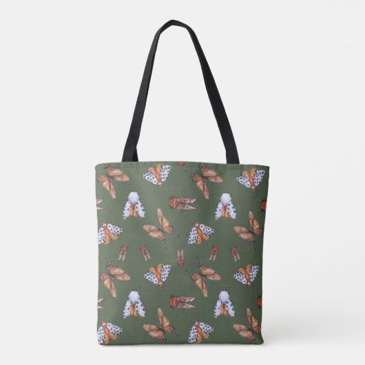 Naadloze Moth en Butterfly Natuur Print Tote Bag (Achterkant)