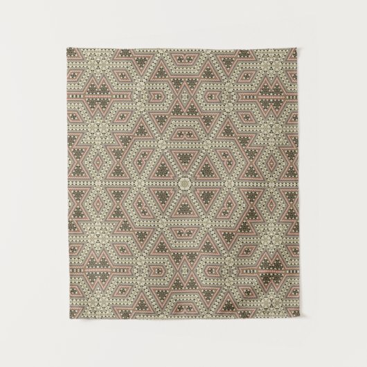 Naadloze mozaïek abstracte kaleidoscoop beige tria wandkleed (Voorkant)