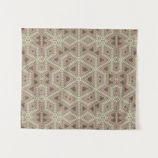Naadloze mozaïek abstracte kaleidoscoop beige tria wandkleed (Voorkant (horizontaal))