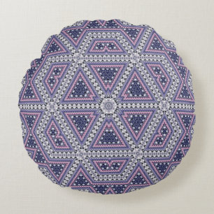 Naadloze mozaïek abstracte kaleidoscoop violet tri rond kussen