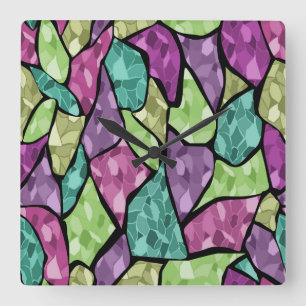 Naadloze mozaïekkaleidoscoop abstract modern vierkante klok