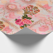 Naadloze mughal met floraal floreel op digi cadeaupapier (Hoek)
