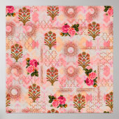 Naadloze mughal met floraal floreel op digi poster (Voorkant)