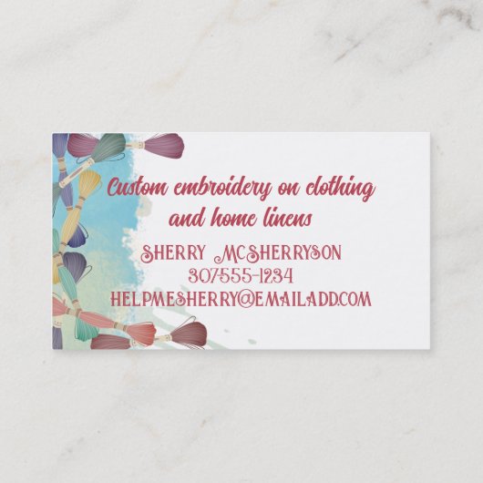 naadloze naadloze naaigarens van de borduurcilinde visitekaartje (Achterkant)