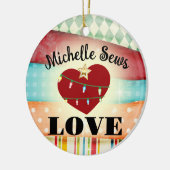 naadloze naailiefde op maat van Kerstmis Keramisch Ornament (Links)