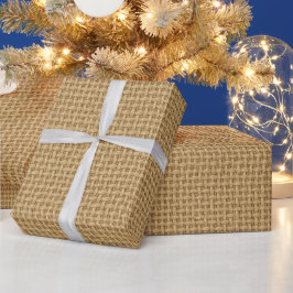 Naadloze Natuurlijke Jute Linnen Stof Textuurpatro Cadeaupapier