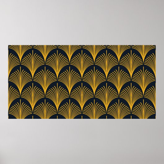 Naadloze neon oranje  kunst deco-vredestichtvis poster (Voorkant)