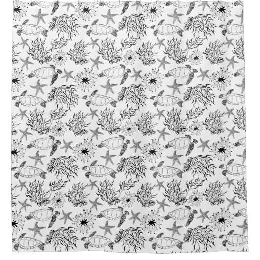 Naadloze onderzeese zee zeeschildpadden koraal pla douchegordijn (Voorkant)