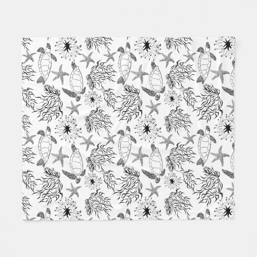 Naadloze onderzeese zee zeeschildpadden koraal pla fleece deken (Voorkant (Horizontaal))