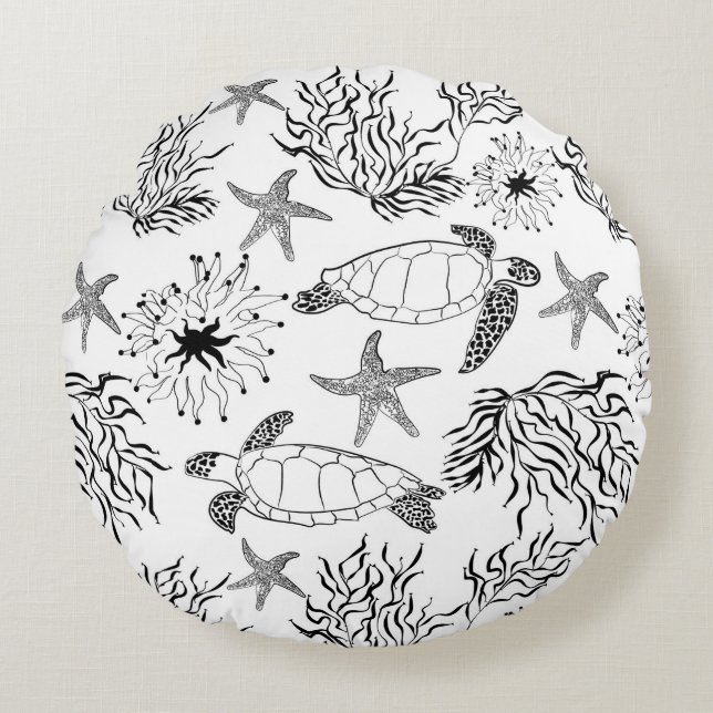 Naadloze onderzeese zee zeeschildpadden koraal pla rond kussen (Voorkant)