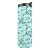 Naadloze onderzeese zee zeeschildpadden koraal pla thermosbeker (Gedraaid links)