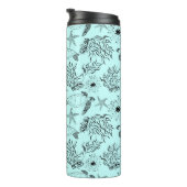 Naadloze onderzeese zee zeeschildpadden koraal pla thermosbeker (Geroteerd rechts)