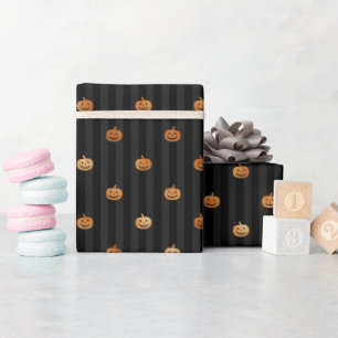 Naadloze oranje folie pompoenen & strepen Hallowee Cadeaupapier