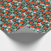 Naadloze Oranje Fruit Garden Print Cadeaupapier (Hoek)