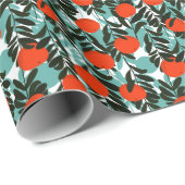 Naadloze Oranje Fruit Garden Print Cadeaupapier (Rol Hoek)