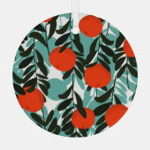 Naadloze Oranje Fruit Garden Print Glas Ornament (Achterkant)