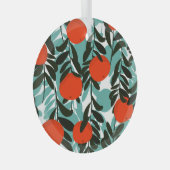 Naadloze Oranje Fruit Garden Print Glas Ornament (Voorkant Rechts)