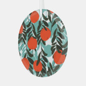 Naadloze Oranje Fruit Garden Print Glas Ornament (Voorkant links)