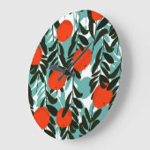 Naadloze Oranje Fruit Garden Print Grote Klok (Hoek)