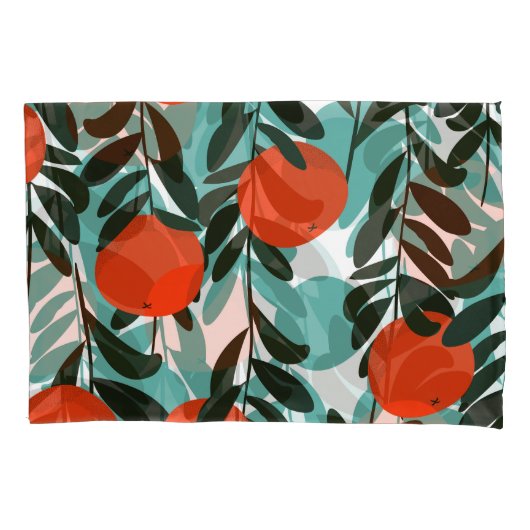 Naadloze Oranje Fruit Garden Print Kussensloop (Voorkant)